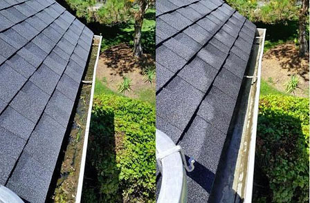 Gutter repair before and after